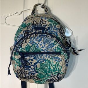Vera Bradley Blue and Green Leafy Small 10 inch by 13 inch Backpack